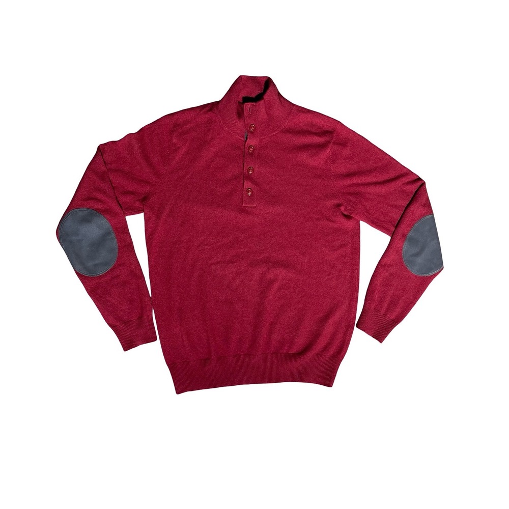 STATE CASHMERE 100% Cashmere Mock Neck Button Sweater Mens S